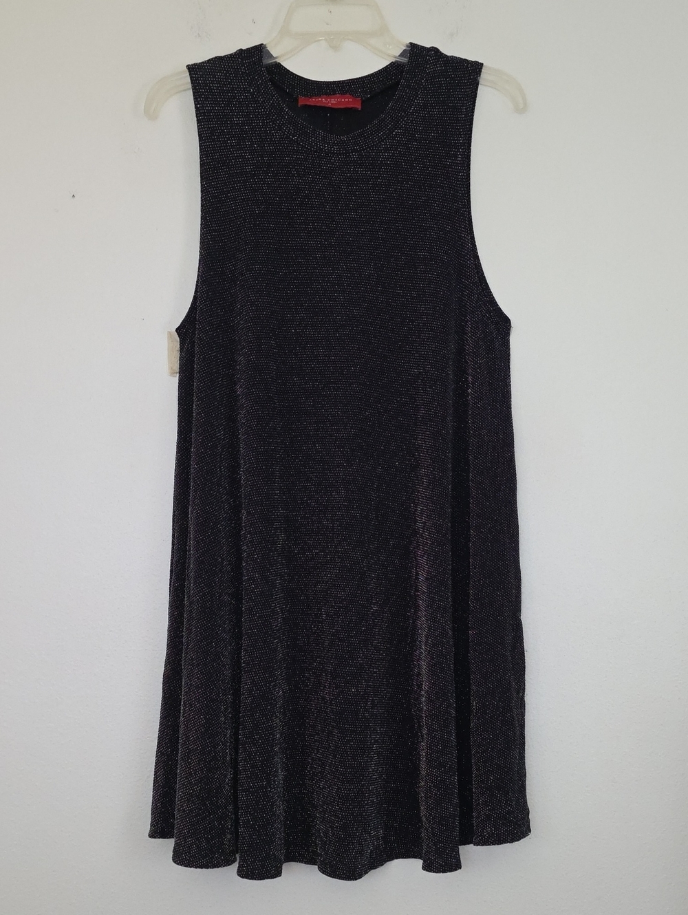 Akira Chicago Black & Silver Sparkly Knee Length Sleeveless Knee Length Dress M